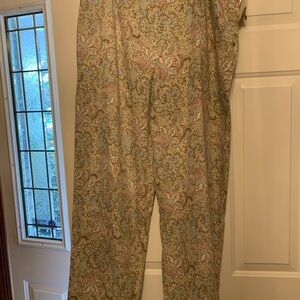Coldwater Creek Paisley Print Slacks in Beige and Pink